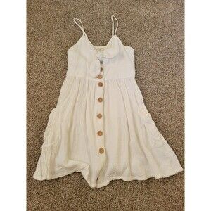 Roxy Under the Cali Sun Tie Front White Button Dress